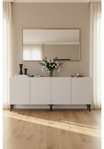 Ka1899b - Aplos Konsol, Tv Stand, Tv Sehpası Ve Tv Ünitesi Beyaz 180cm