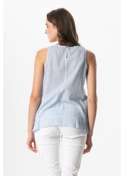 Kolsuz Poplin Zeyno Yazlık Bluz Buz Mavi Bmv Buz Mavi
