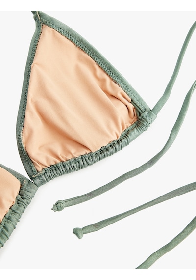 Koton Boyundan Bağlamalı Üçgen Bikini Üstü Haki 6sak10014mm