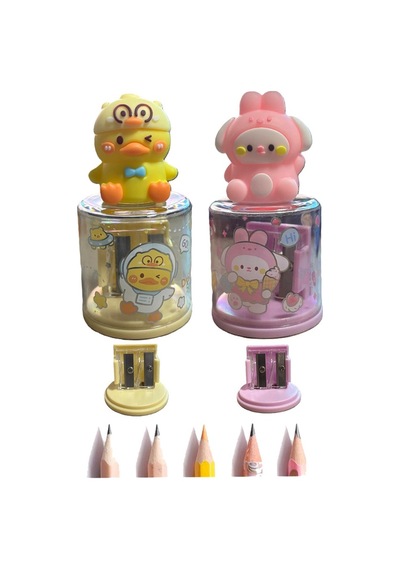 Mini Figürlü Sevimli 2 Li Kalem Traş 2 Adet Hazneli Kalemtıraş Çift Bıçaklı Kalem Açacağı Figürlü No2 Jumbo Ve Standart
