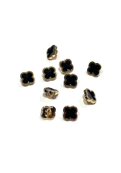 Bluz Düğmesi/ Metal Bluz Gömlek Düğmesi/ 1,1 Cm / Gold Siyah Mineli/ 10 Adet 11 Mm