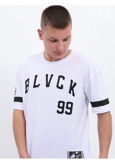 Ekkokids Çocuk Harf Baskılı Tshirt-14613 Beyaz