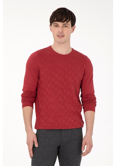 U.S. Polo Assn. Erkek Slim Fit Bisiklet Yaka Vişne Basic Kazak 50288882-1114