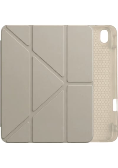 Ps Apple Uyumlu iPad A16 / 10.9 10. Nesil Tri Folding Standlı Kılıf - Bej Kapaklı Kılıf