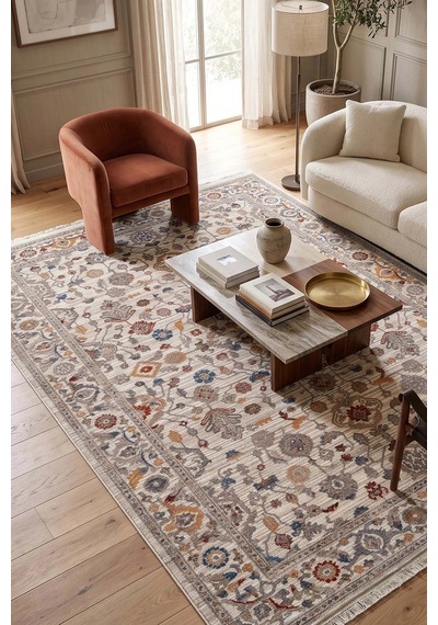 Hoom Rugs Otantik 2601 Renkli Vintage Desenli Salon Halısı Çok Renkli