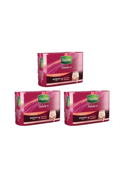 Depend Kadın Emici Külot Büyük Boy 3 x 16'Lı