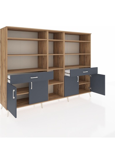 Hyperion Dolap 12 Raflı 2 Çekmeceli 4 Kapaklı 220x44x163 Çam-antr Çam-antrasit Hyperion Dolap 12 Raflı 2 Çekmeceli 4 Kapaklı 220x44x163 Çam-antr Çam-antrasit
