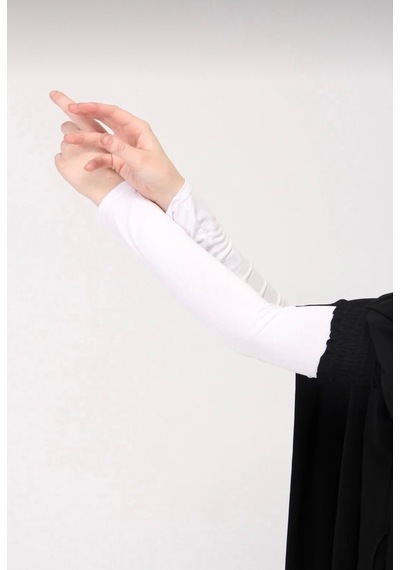 Likralı Penye Beyaz Kadın Kolluk 40 Cm, Pratik Tesettür Ve Namaz Kolluğu, 1 Çift Beyaz - 936488549 Beyaz