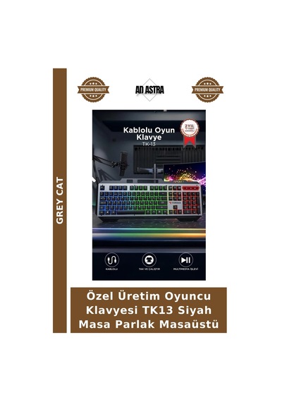 Özel Üretim Oyuncu Klavyesi Tk13 Siyah Masa Parlak Masaüstü
