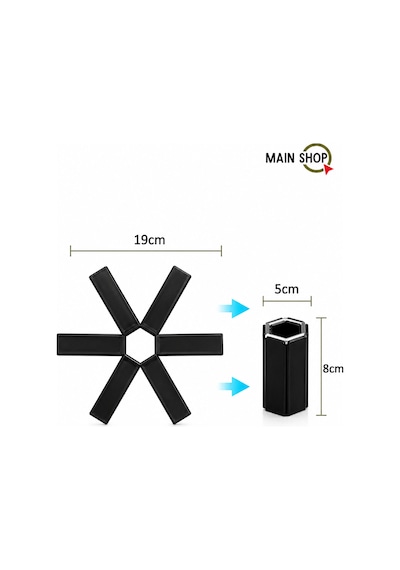 Mainshop 3'lü Set Katlanabilir Nihale - Isıya Dayanıklı Pratik Tencere Altlığı - Dirençli Siyah M-021