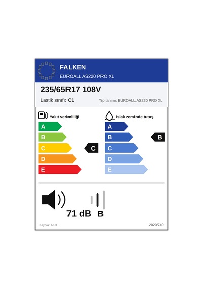 Falken 235/65 R17 108V XL Euroall As220 Pro Dört Mevsim Lastiği 2026
