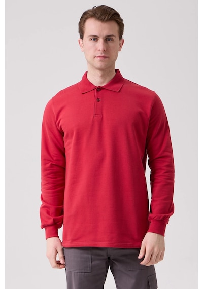 Galanthus Polo Sweat Uzun Kollu Pamuklu Sweatshirt İş Ve Günlük Kullanım İçin Bordo