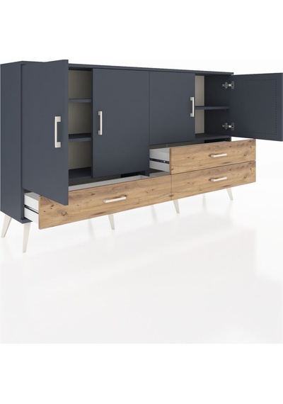 Arges Konsol 5 Raflı 3 Çekmeceli 4 Kapaklı 176x30x99 Antrasit-ant Antrasit-antrasit/çam Arges Konsol 5 Raflı 3 Çekmeceli 4 Kapaklı 176x30x99 Antrasit-ant Antrasit-antrasit/çam