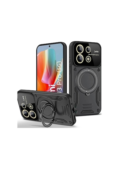 Xiaomi Redmi Note 13 Pro 5g Uyumlu Kılıf Joy Lens Standlı Kapak - Siyah