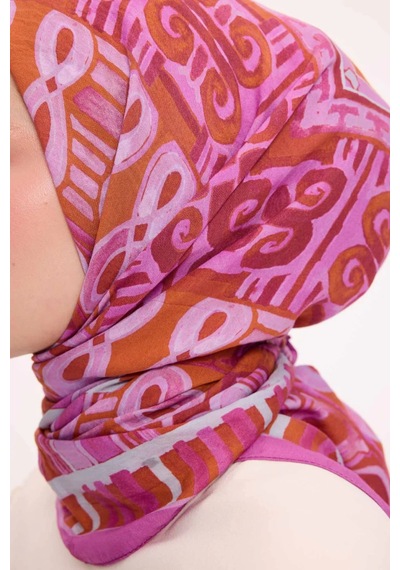 Silk Home Dört Mevsim Antik Motif Viskon Velora Eşarp 6420 Taba