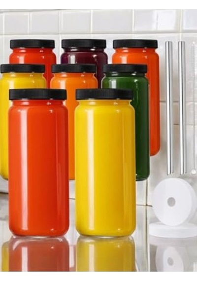 Ayrex 1 Adet 480ml Pipet Ve 2 Kapaklı Cam Bardak, Hava Geçirmez Kapak, Meyve Suyu, Boba, Smoothie,şeffaf Diğer