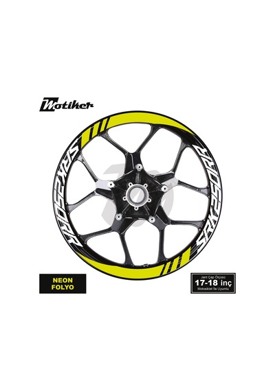 Rks Qjmotor Srk250rr Geniş Jant Sticker Modeli 16'lı Neon Sarı Beyaz