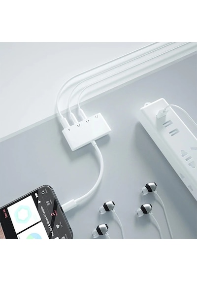 Ally Andriod Usb Type C 4in1 Otg Ses Adaptörü Çift Dc 3.5mm Jack- 5775 Beyaz
