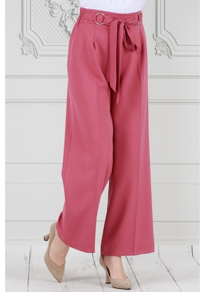 Sevitli Halka Detay Bol Paça Pantolon-pembe-3676-pembe Pembe