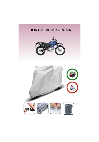 Gri Arka Çanta Uyumlu Yamaha Xt 125 R Uyumlu Motosiklet Brandası Motor Örtüsü