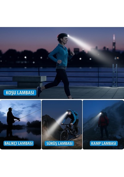 Poyraz Şarjlı Led Kafa Feneri Ayarlanabilir Zoom Özellikli 3 Modlu Beyaz Işık Outdoor Kafa Lambası Ip44 300 Lümen Kamp,balıkçılık,tamirat,koşu,yürüyüş İçin 9123 Açık Beyaz