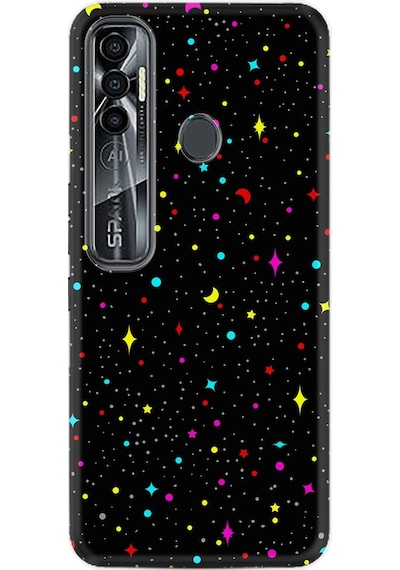 Tecno Spark 7 Pro Kılıf Silikon Desen Puantiye Ve Ay 1726