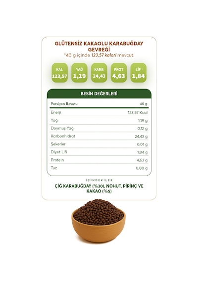 Glutensiz Fabrika Glutensiz Kakaolu Karabuğday Gevreği 250 G