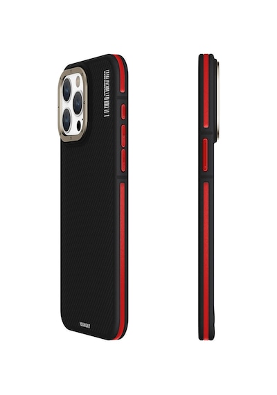 Apple Uyumlu iPhone 15 Pro Kılıf Magsafe Şarj Özellikli Youngkit 600d Kevlar Kapak Kırmızı