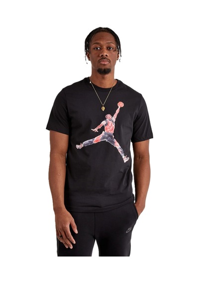 Nike Jordan Brand Jumpman Watercolor Graphic Tshirt Black Jordan Nakış Logolu Tişört Siyah Siyah
