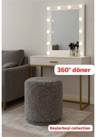 Makyaj Pufu,berjer, Eliza 360 Derece Döner Makyaj Yapma Rahatlığı Sunar Gri