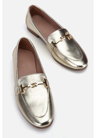 Yaya Kadın Gold Toka Detaylı Metalik Loafer