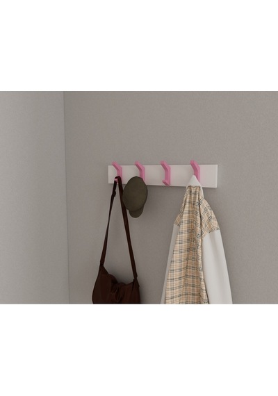 Hepsi3boyutlu Modern Duvar & Kapı Kanca Askılık - 4 Adet Pembe Kanca Askılık - Model No : 2 Pembe
