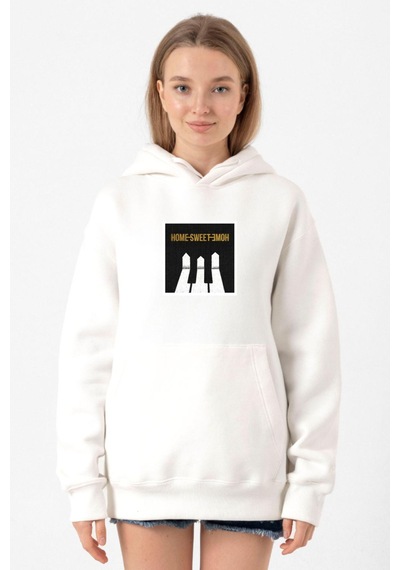 G-dragon Home Sweet Home Beyaz Kadın 3ip Kapşonlu Sweatshirt Beyaz