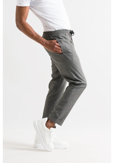 Slimfit Kapamasız Çizgili Beli Lastikli İplikli Duble Ve Dar Paça Erkek Jogger Pantolon 001