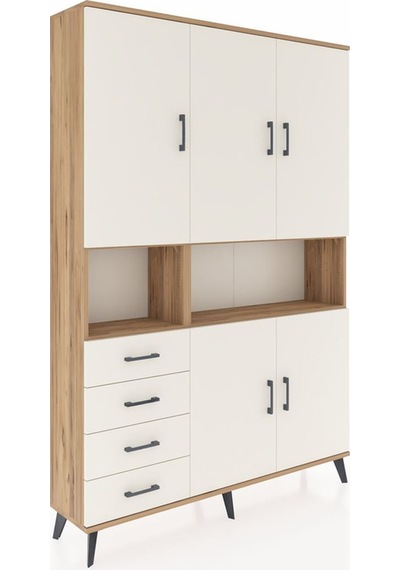 Arges Dolap 7 Raflı 4 Çekmeceli 5 Kapaklı 132x30x195 Çam-ayta... Çam