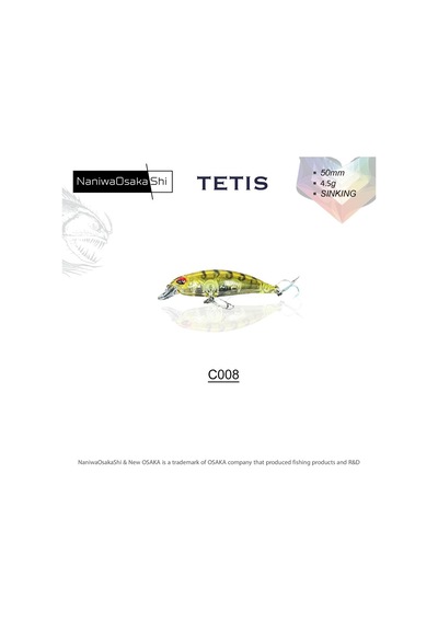 Naniwaosakashi Tetis 50mm 4.5gr Sinking Maket Balık
