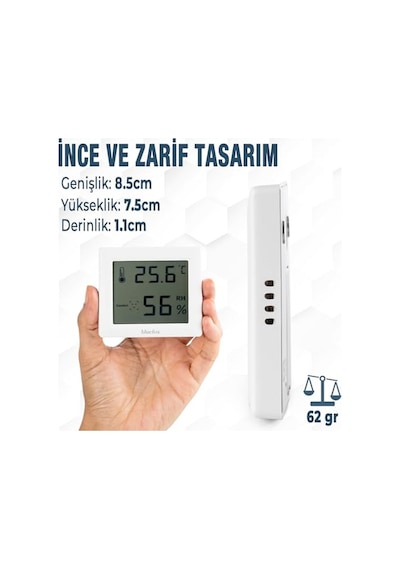 Bluefox Dijital Oda Termometresi Ve Nem Ölçer Lcd Ekranlı, Kompakt Higrometre, İç Mekan Sıcaklık Ve Nem Takibi, Mıknatıslı & Ayaklı & Duvar Tipi Kullanım Mutfak, Bebek Odası, Ofis, Sera İçin Uygun