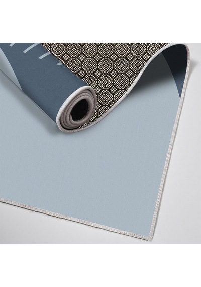 Dijital Kaymaz Yıkanabilir Banyo Mutfak Salon Paspas Halısı Trend Modern Al4004 Indigo