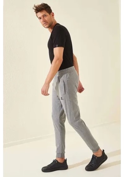 Tommy Life 84343 Cep Fermuarlı Gri Melanj Erkek Eşofman Altı-84343 Gri