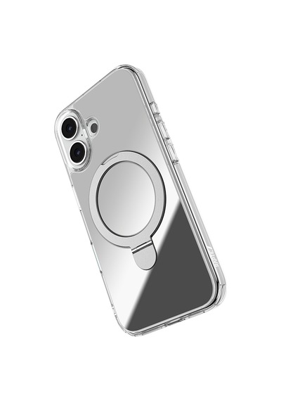 Apple Uyumlu iPhone 16 Kılıf Magsafe Şarj Özellikli Raptic Air Stand Serisi Aynalı Arka Yüzey Standlı Kapak Gri