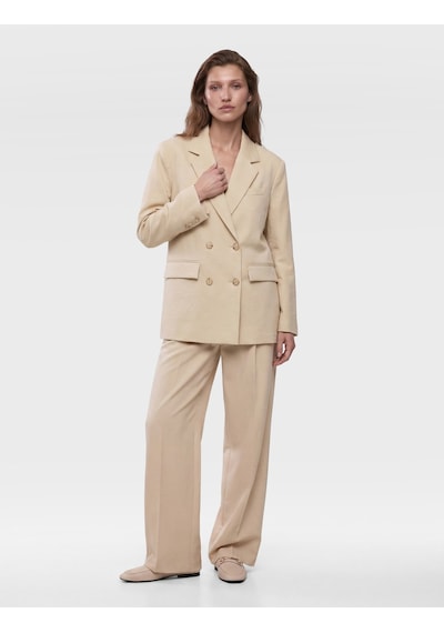 Koton Cepli Uzun Kollu Düğmeli Kruvaze Oversize Blazer Ceket Taş 7wak50007pw