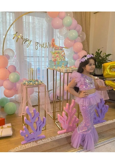 Star Kids Fashion Kız Çocuk Deniz Kızı Kostümü, Kız Çocuk Deniz Kızı Elbisesi Mor - Lila