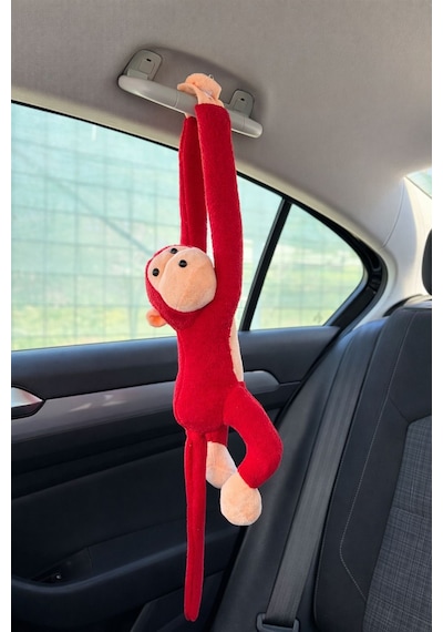 Elleri Yapışan Oyun Ve Uyku Arkadaşı Peluş Maymun Oyuncak Sarılan Maymun M0001 Kırmızı