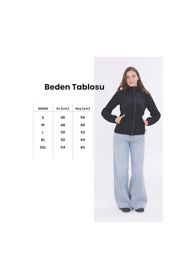 Monox Kadın Slim Fit Tam Fermuarlı Polar Ceket Siyah