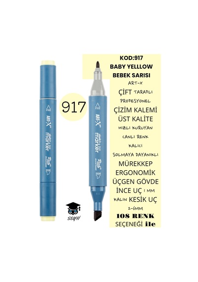 Çift Taraflı Profesyonel Çizim Kalemi Kalıcı Mürekkep Üçgen Gövde İnce Uç 1 Mm Kesik Uç 2-6mm Sketch