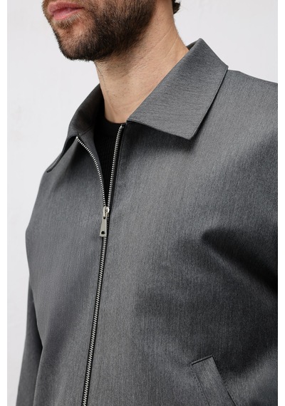 Antioch Relaxed Fit Fermuarlı Erkek Mont Gri