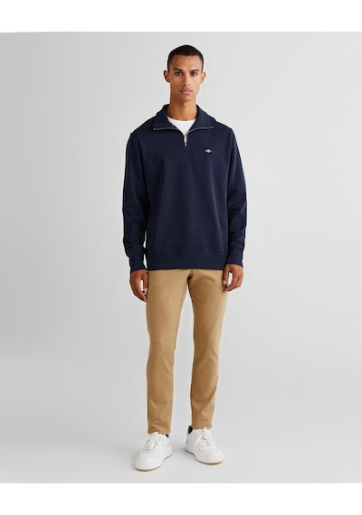 Gant Erkek Lacivert Regular Fit Yarım Fermuarlı Sweatshirt-11552 433-lacivert