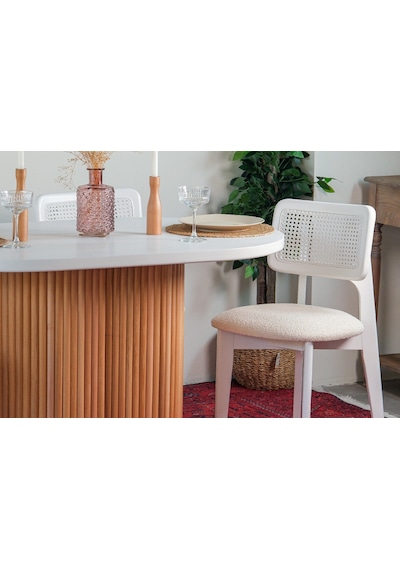 Niyegara İskandinav Natural Ahşap Masa Sandalye Takımı 90x130 Beyaz