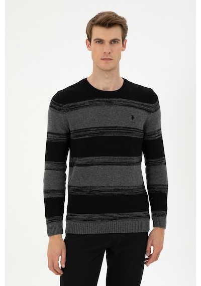U.S. Polo Assn. Erkek Slim Fit Bisiklet Yaka Antrasit Melanj Kazak 50293115-VR081