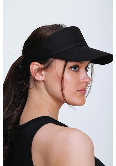 Şapkadan Unisex Uv Koruyucu Vizör Kasket Siperlik Tenis Şapka Beyaz-Siyah (505475956)